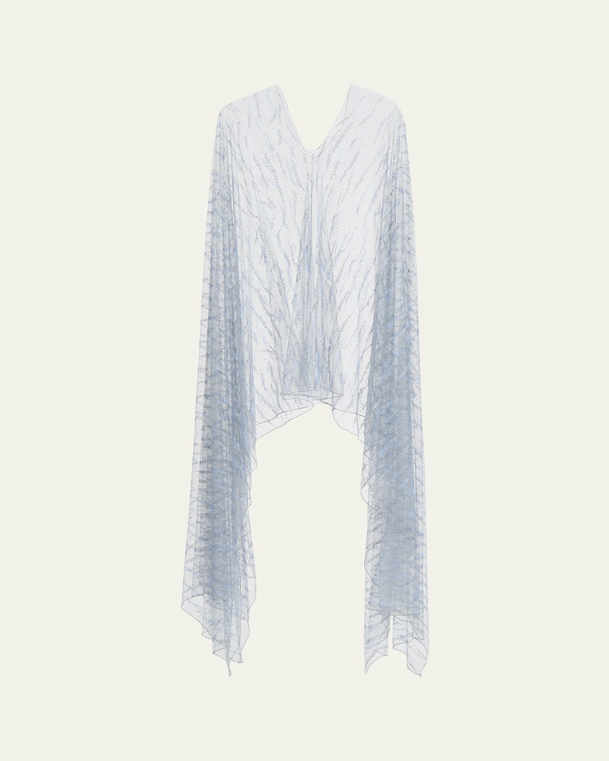 Giorgio Armani Embellished Sheer V-neck Cape In Solid Blue Navy