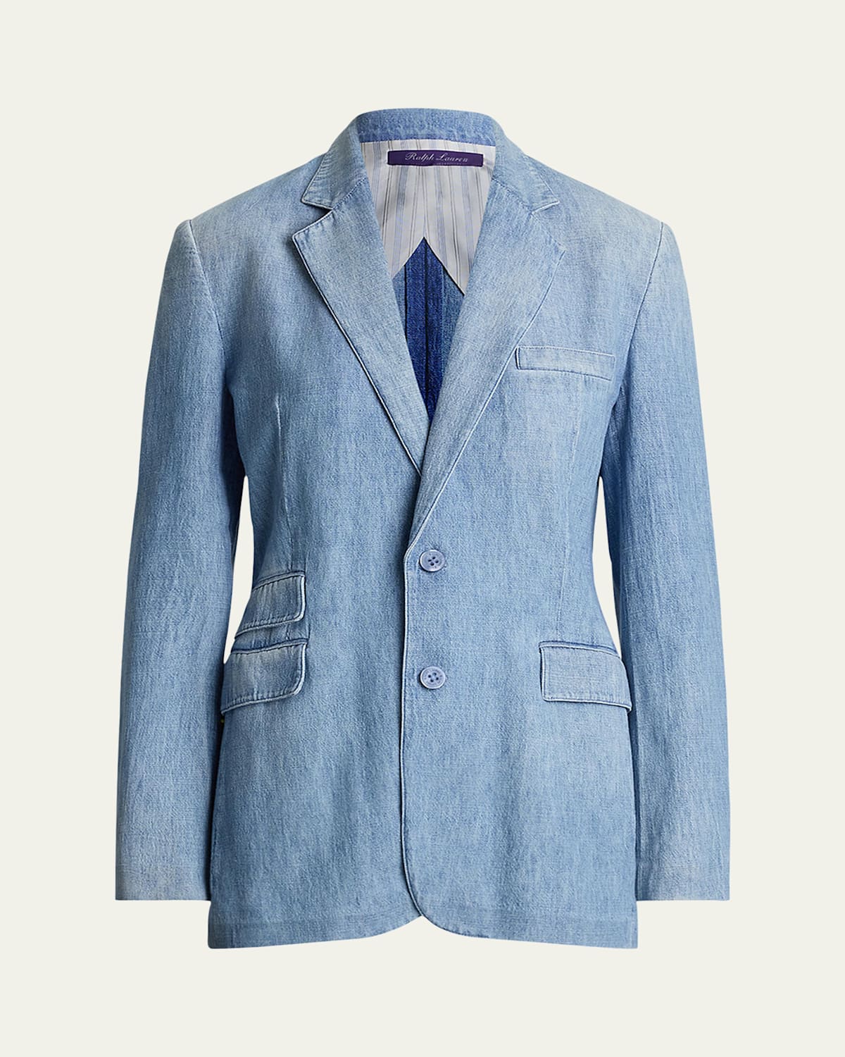 Shop Ralph Lauren Russel Denim Single-breasted Jacket In Blue