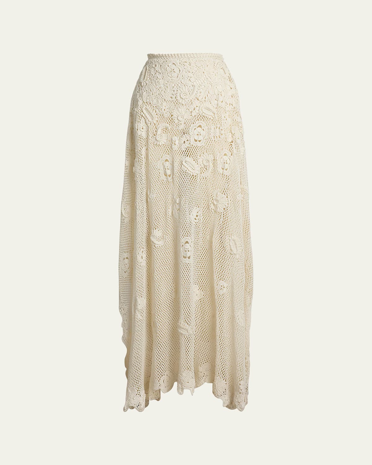 Hand-Crocheted Floral Silk Sweater Skirt