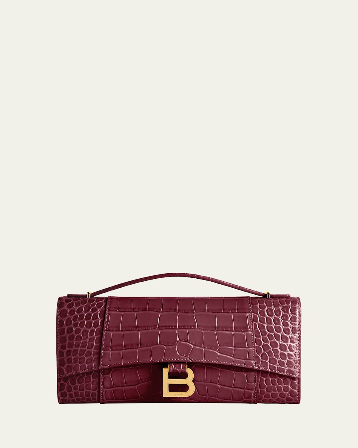 Hourglass Croc-Embossed Leather Top-Handle Bag