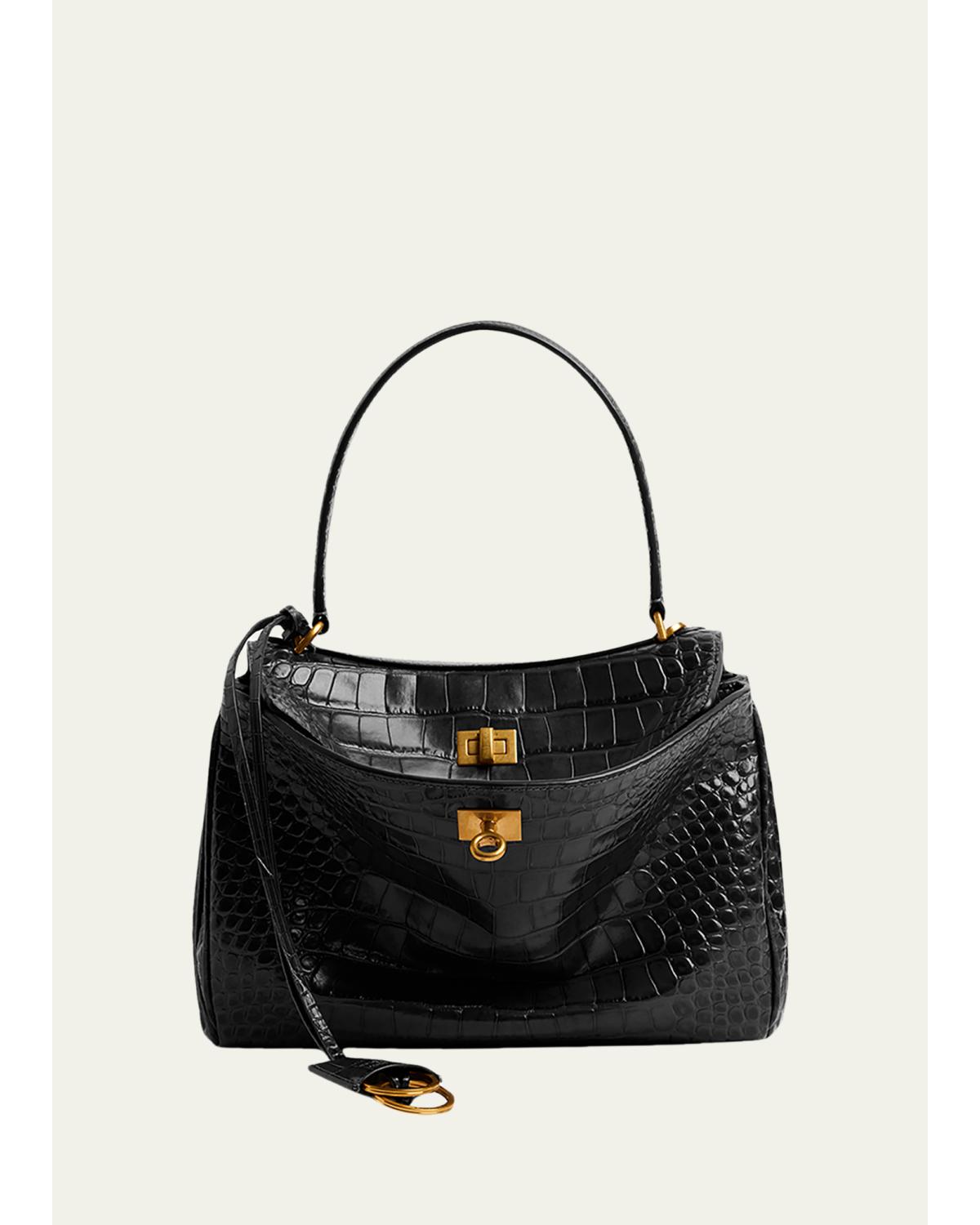 Rodeo Croc-Embossed Leather Top-Handle Bag