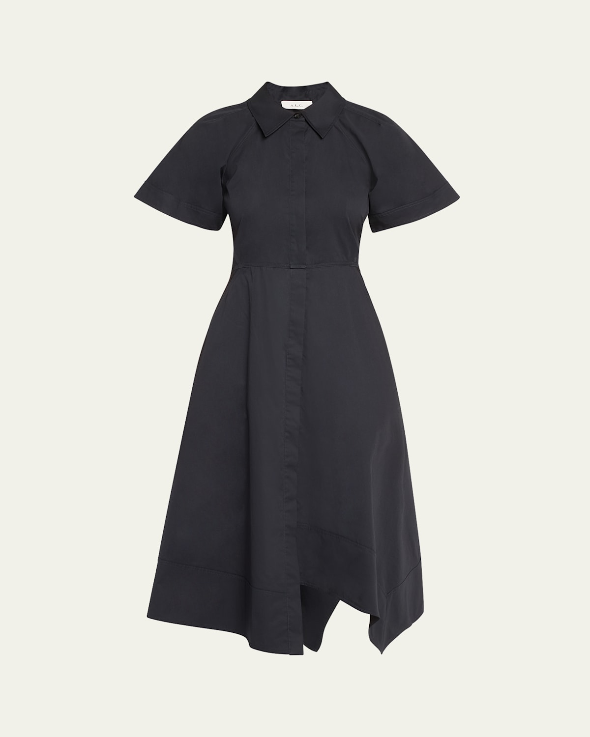 A.l.c Julianna Short-sleeve A-line Cotton Midi Dress In Maritime Navy