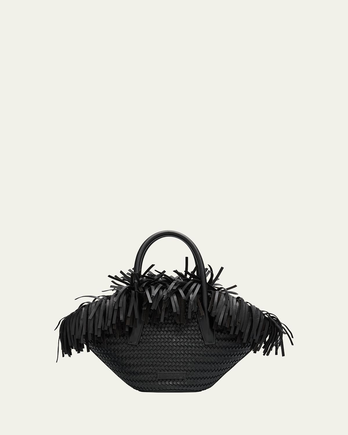 Michael Kors Sardinia Mini Fringe Basket Top-handle Bag In Black