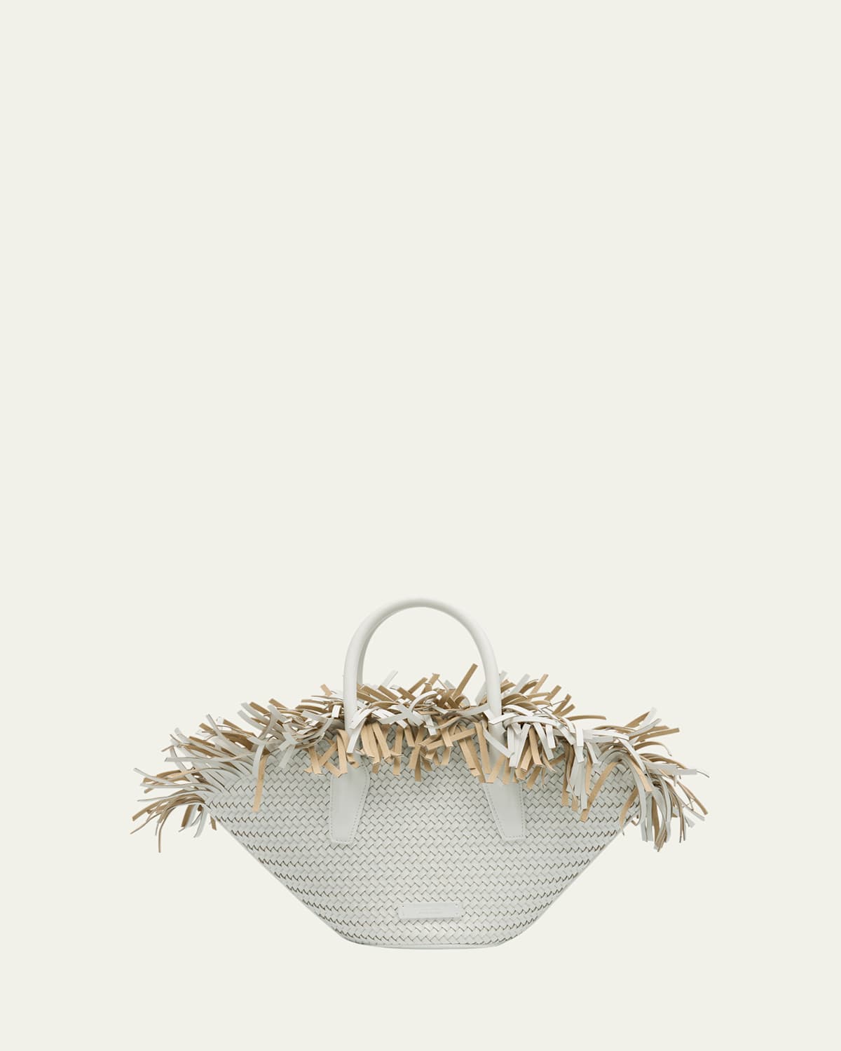 Michael Kors Sardinia Mini Fringe Basket Top-handle Bag In Optic White