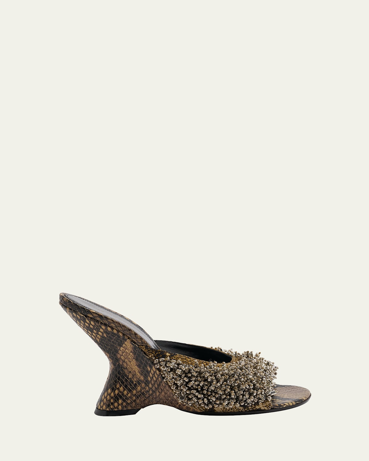 Dries Van Noten Embellished Snake-print Wedge Sandals
