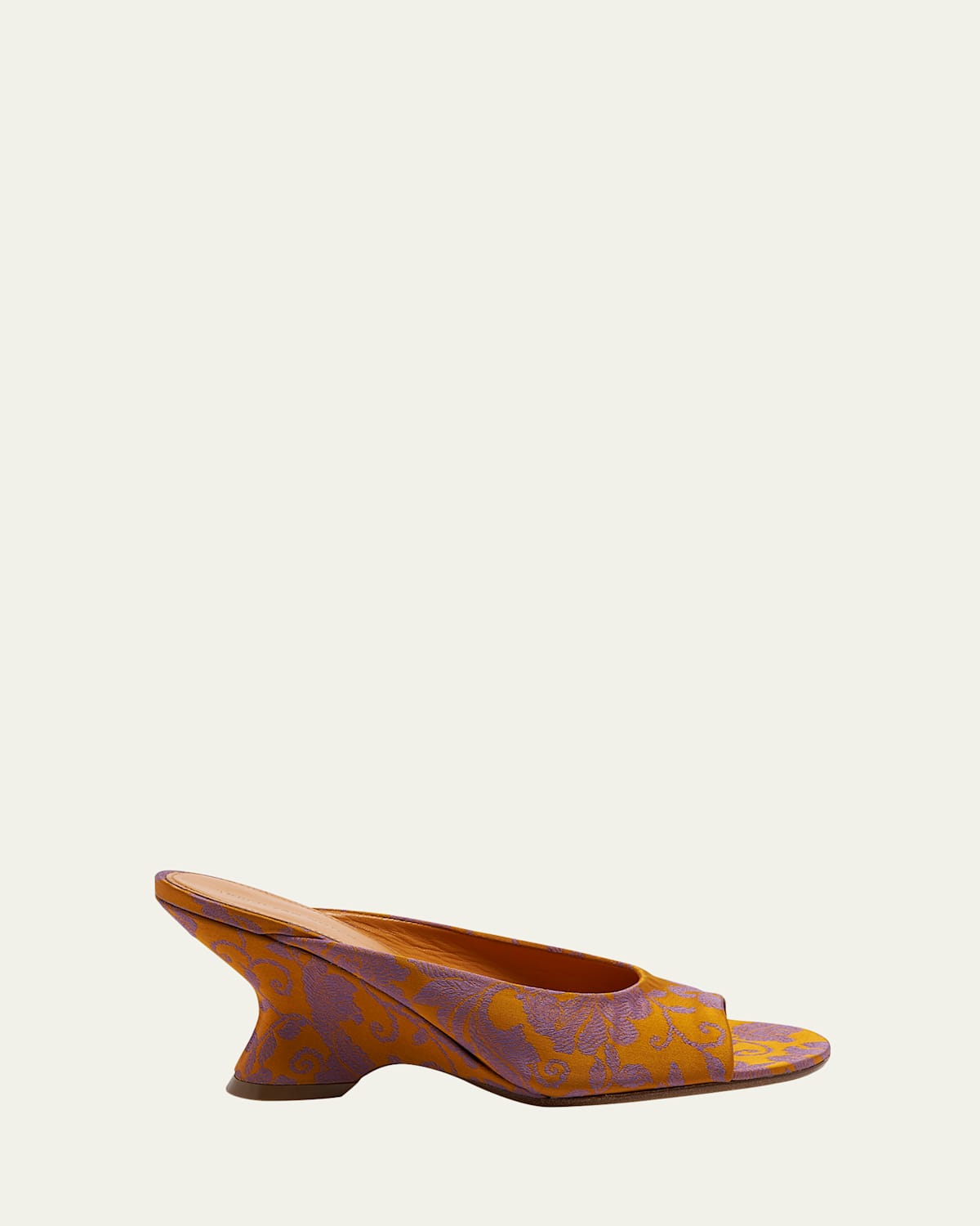 DRIES VAN NOTEN PRINTED RAYON PEEP-TOE MULES 