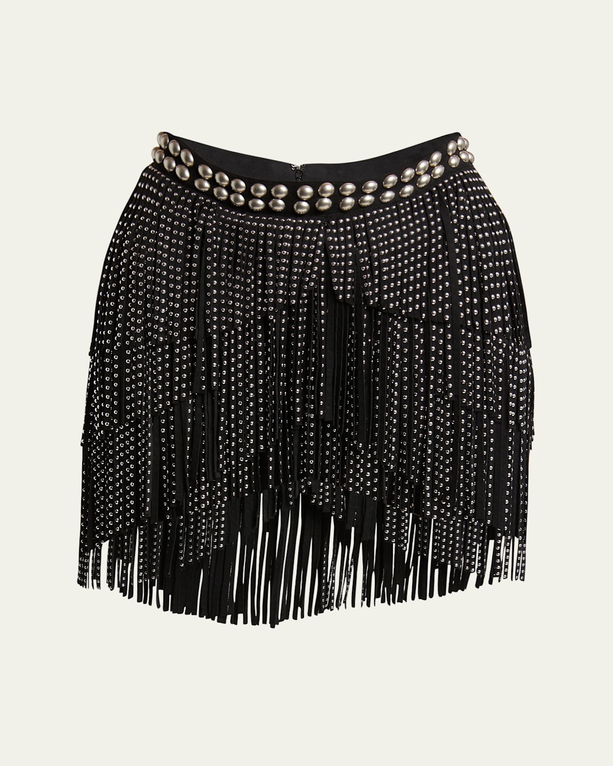 Isabel Marant Carmelia Studded Fringed Mini Skirt In Black