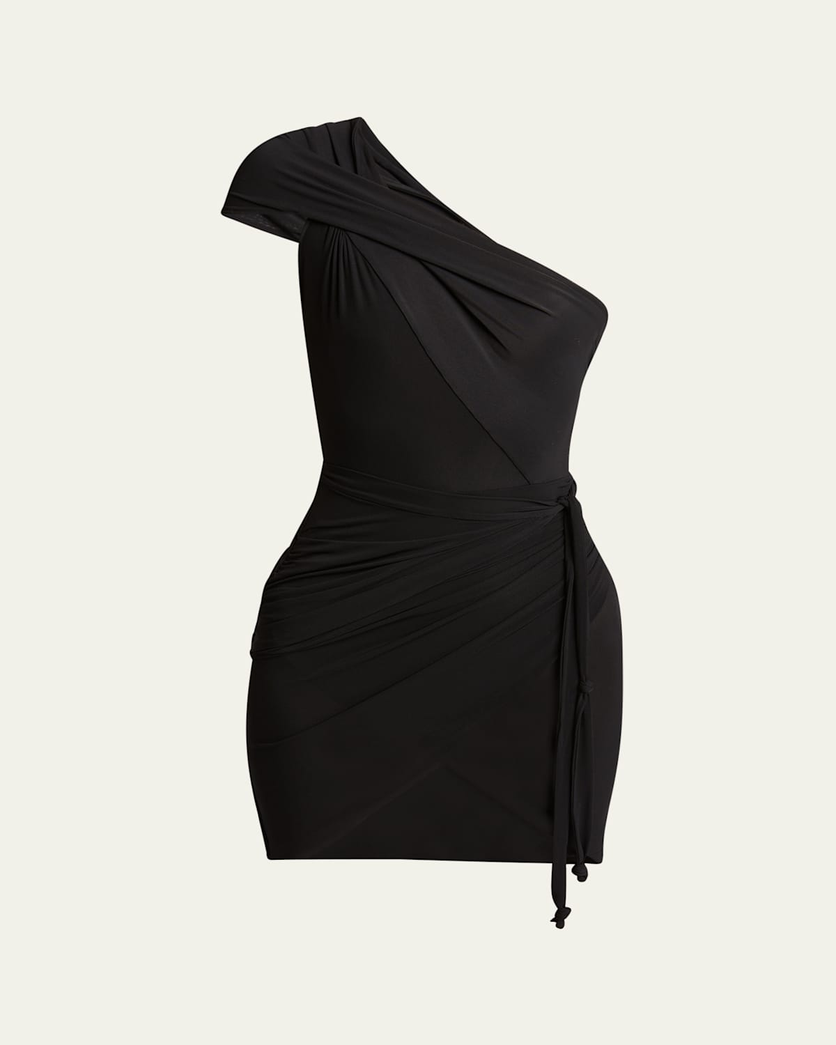 Isabel Marant Ewany One-shoulder Mini Jersey Dress In Black
