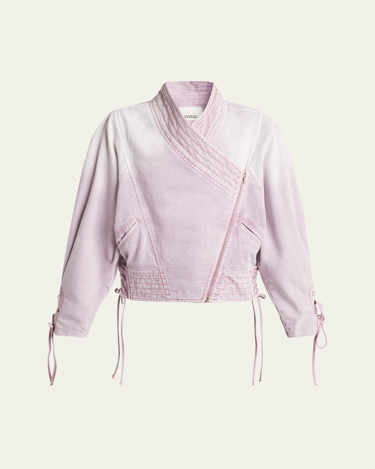 ISABEL MARANT EDINA ASYMMETRIC-ZIP DENIM JACKET 