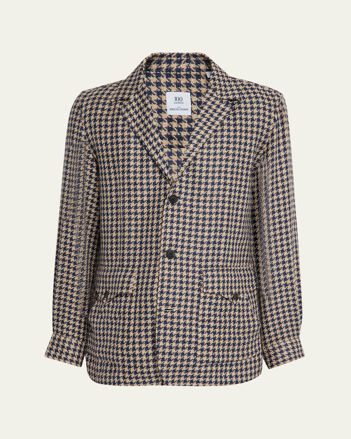 100hands Men's Wool And Silk Houndstooth Shirt Jacket