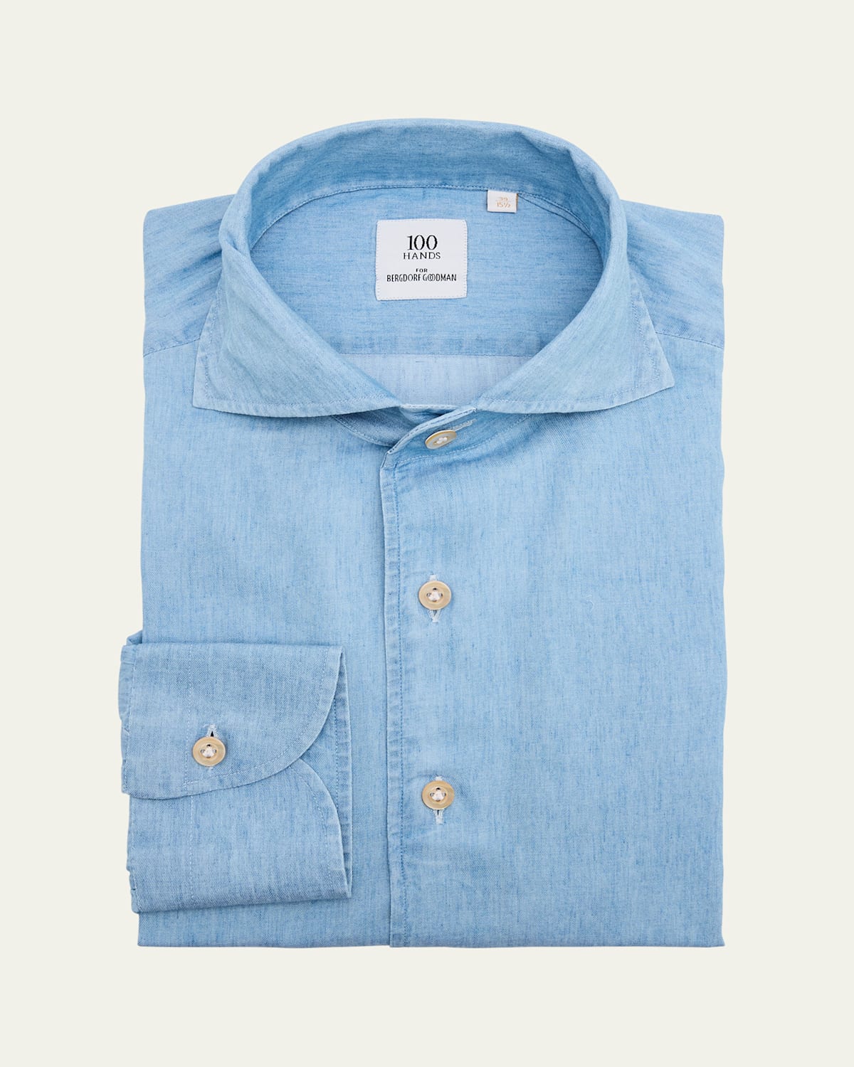 100Hands Men's Carlo Riva Denim Spread-Collar Sport Shirt