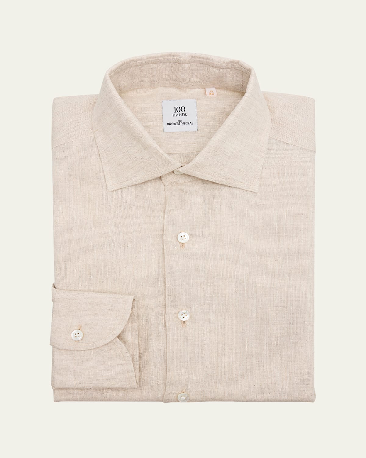 100Hands Men's Linen Spread-Collar Dress Shirt