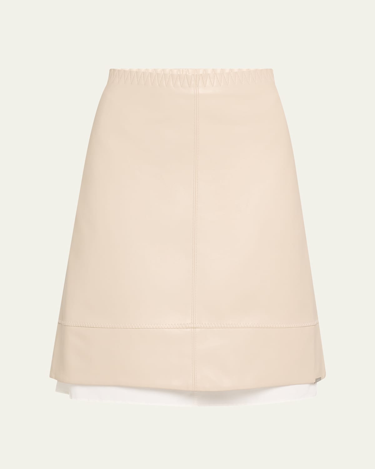 Shop Simkhai Aubria Layered Faux Leather Skirt In Sand