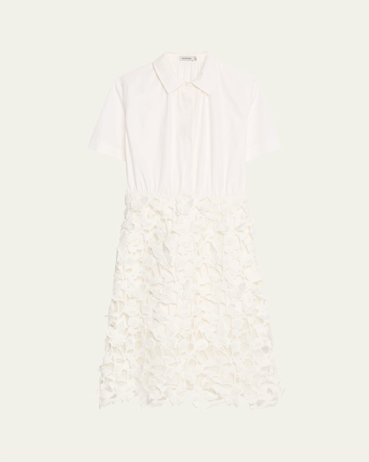 Simkhai Colette Floral Guipure Lace Midi Dress In White