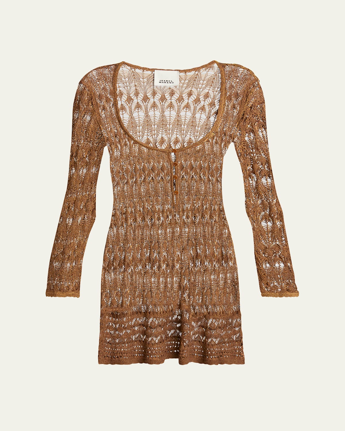 Shop Isabel Marant Pia Crochet Long-sleeve Mini Dress