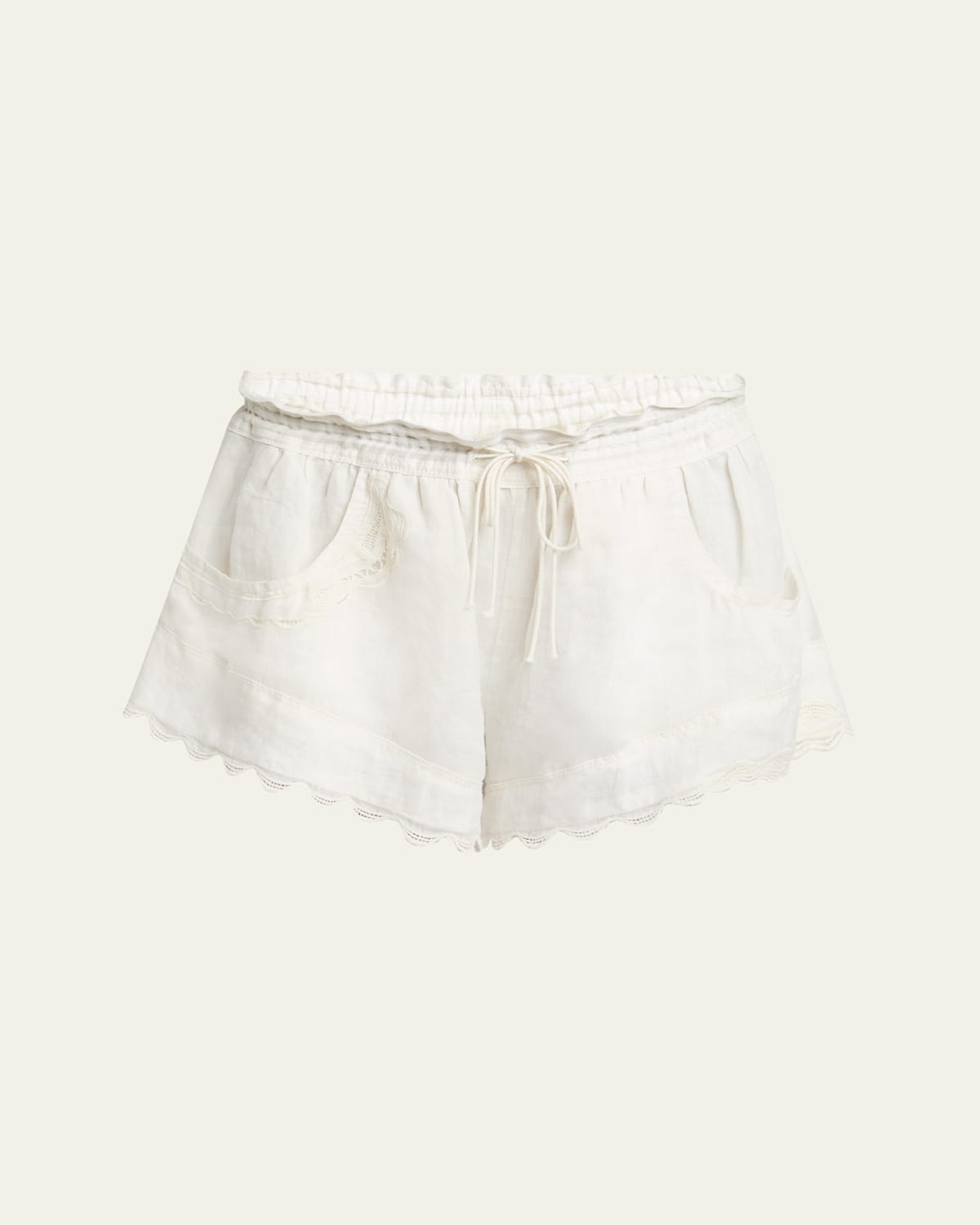 Isabel Marant Lola Ladder Stitch Scallop Drawstring Shorts