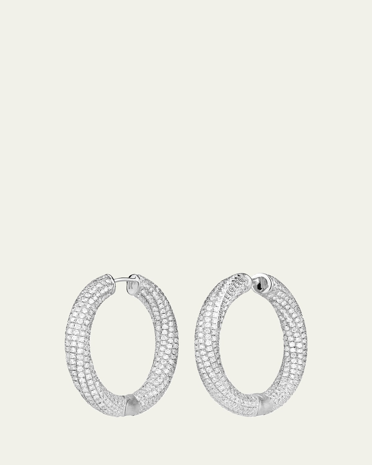 Paul Morelli 18K White Gold Ultimate Pave Diamond Hoop Earrings, 30mm