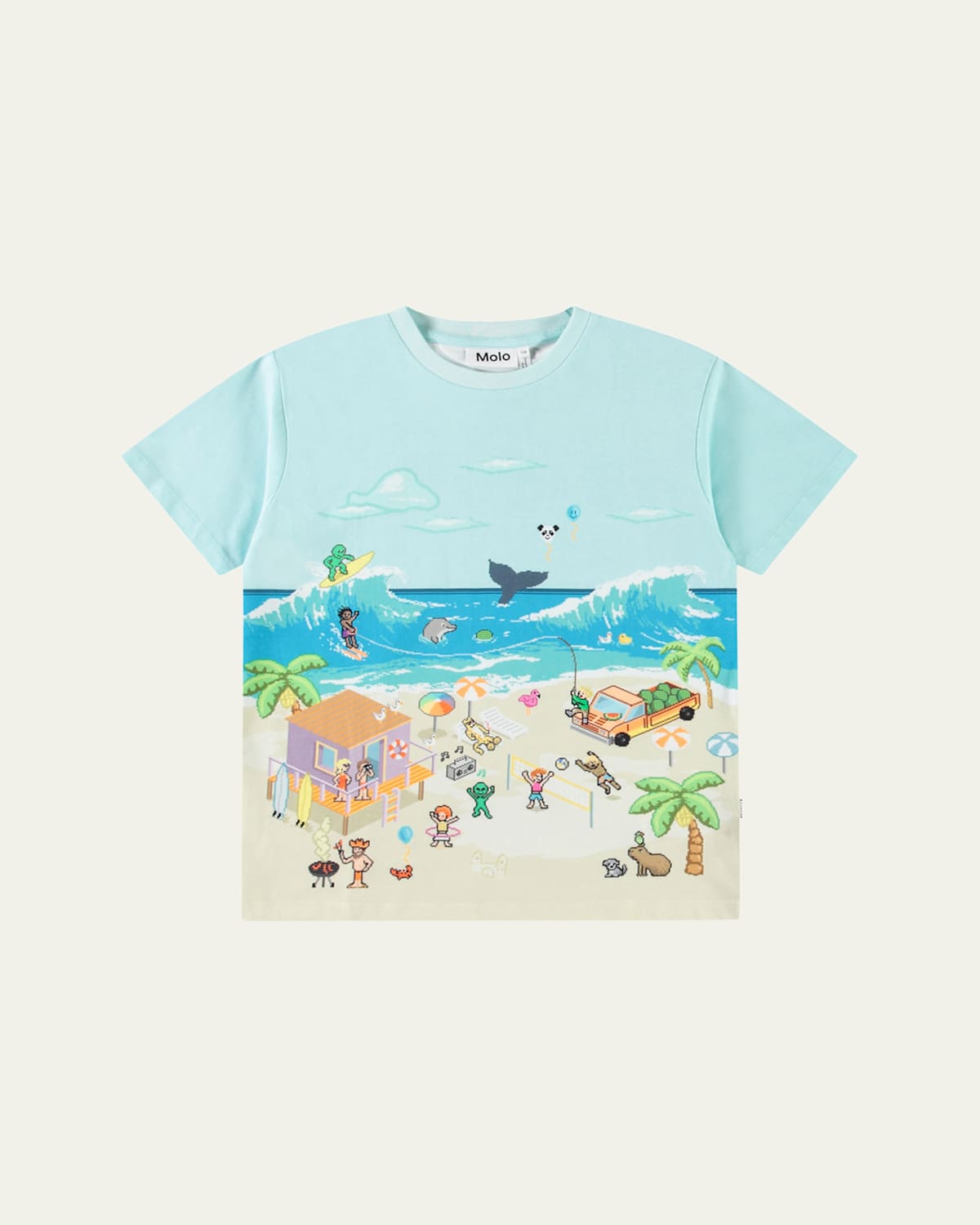 Molo Boy's Riley Graphic T-shirt In Pixel Beach
