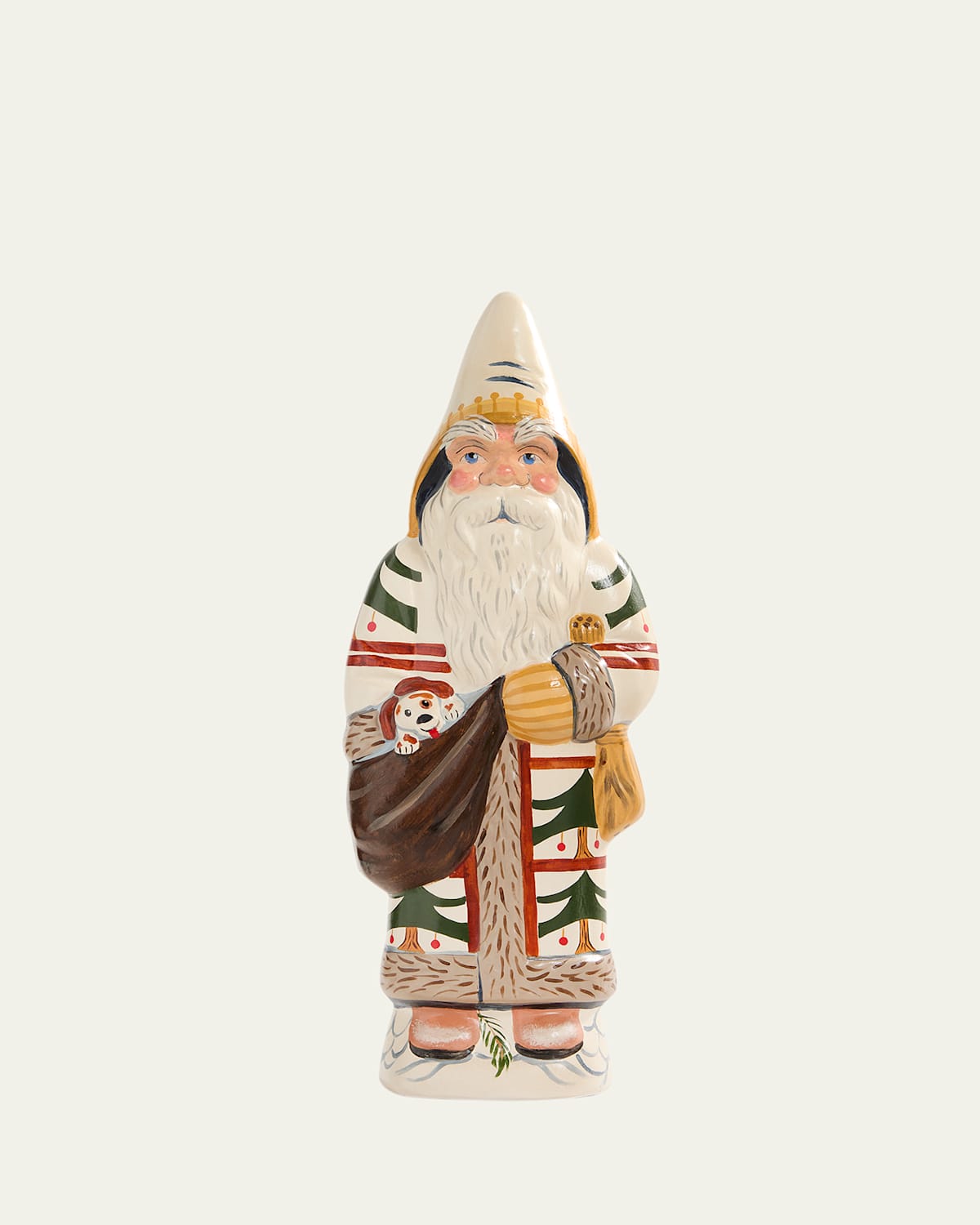 Vaillancourt Folk Art Treat Coat Santa With Dog In Sack In Multi