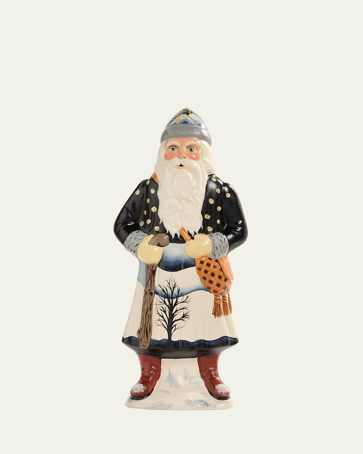 Vaillancourt Folk Art Father Christmas On Winter's Night Hike In Multi