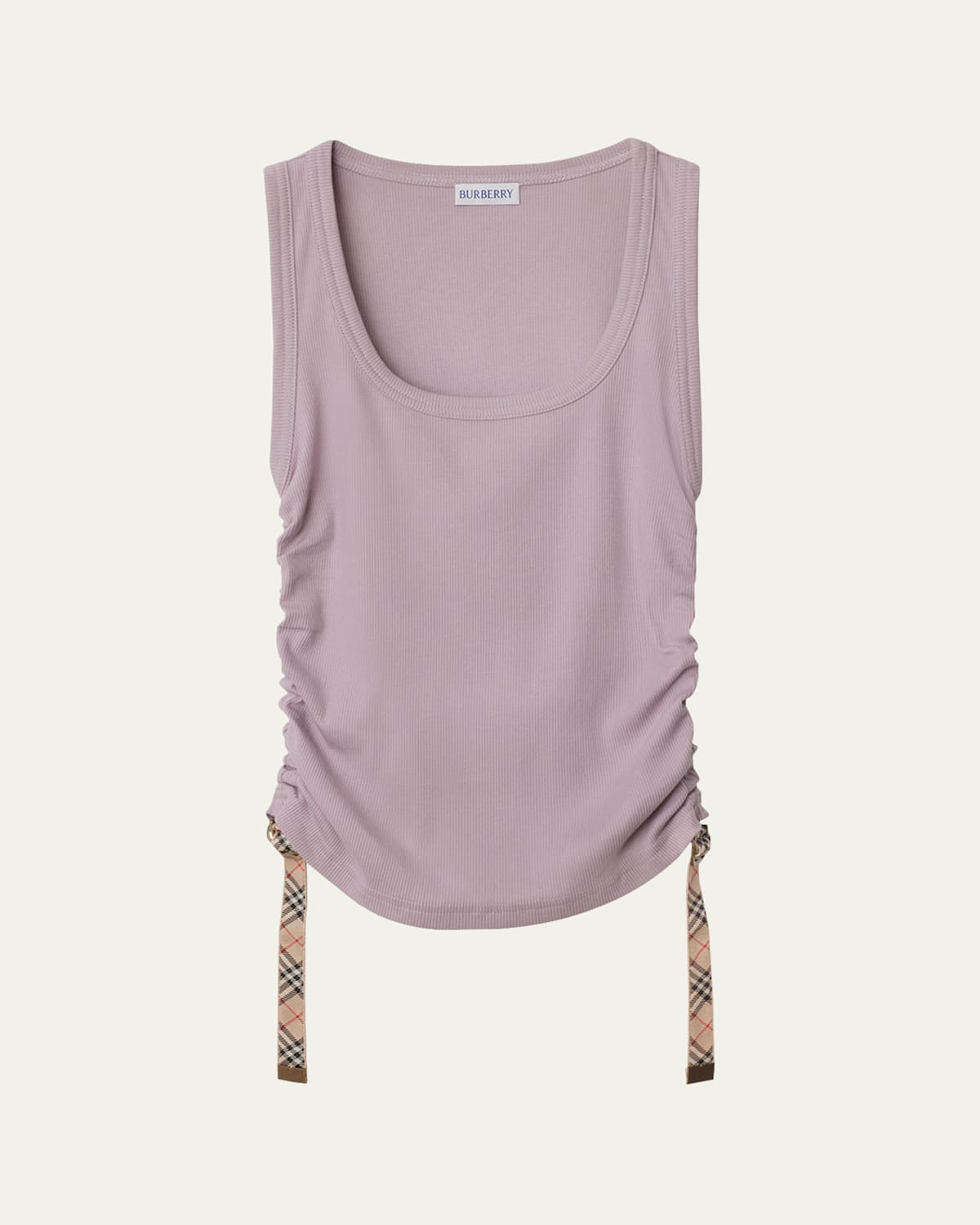 Burberry Ruched Drawstring Cotton Tank Top In Wisteria