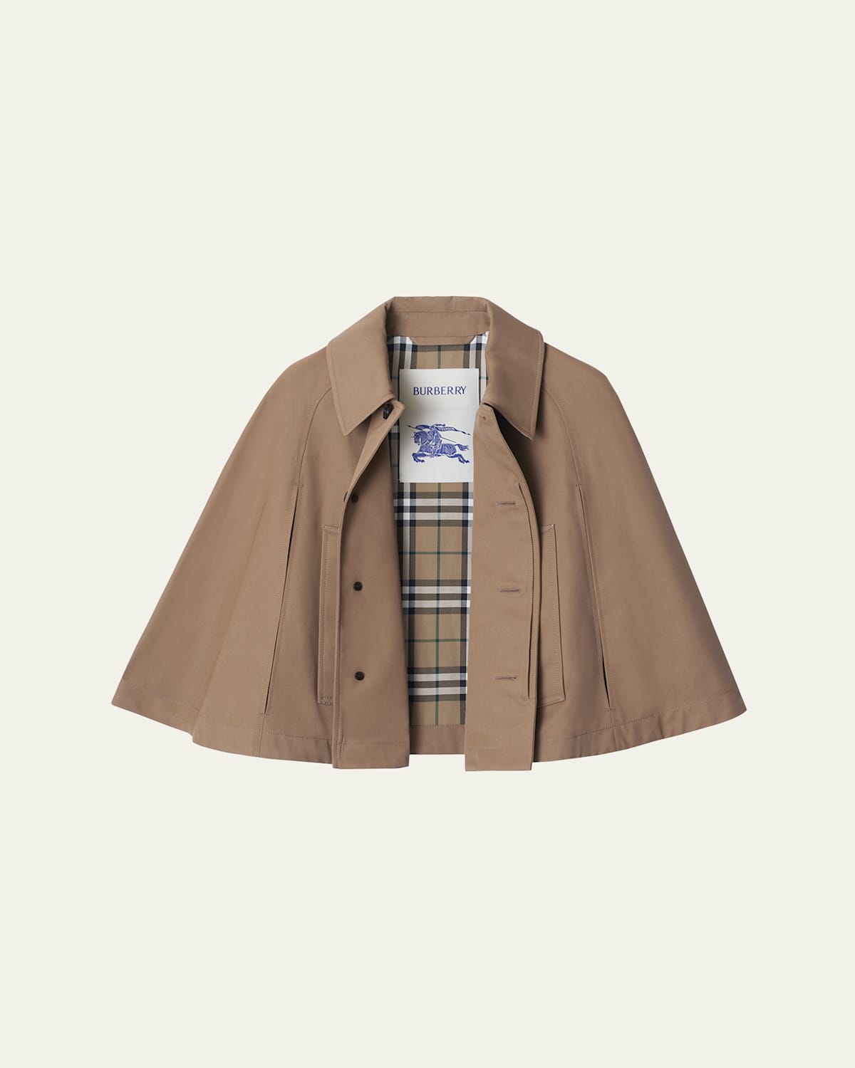 Cropped Cotton Twill Cape