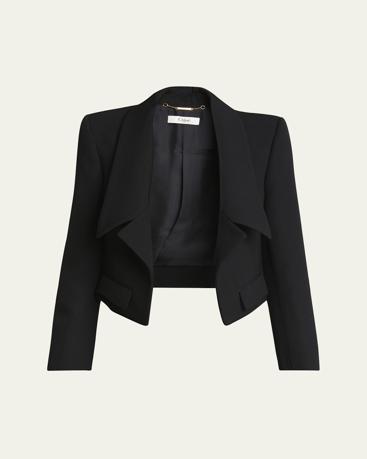 Chloé Wool Gabardine Crop Jacket In Black