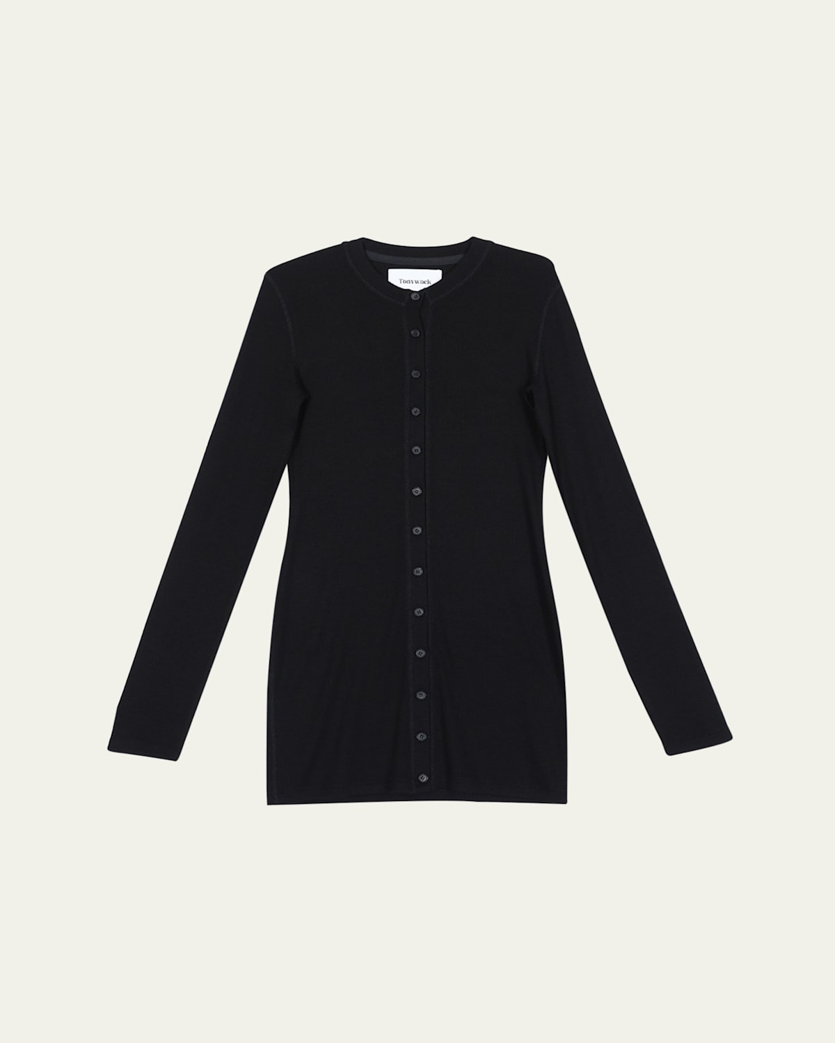Ribbed Button-Front Mini Dress