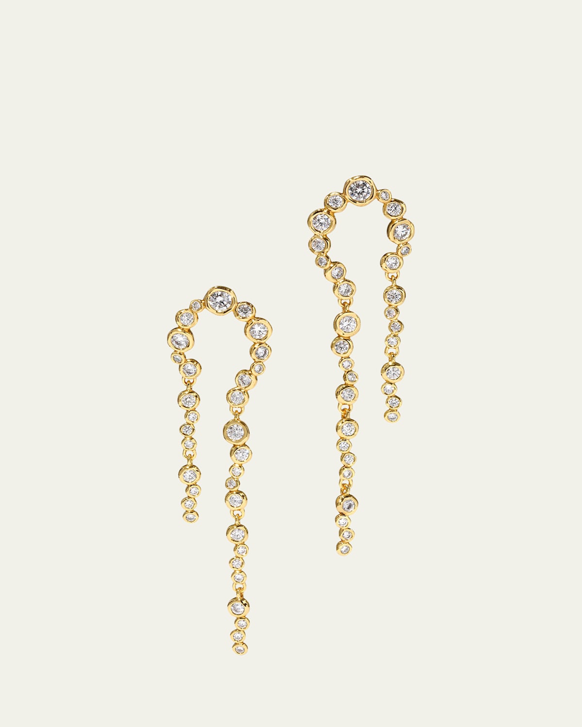 Asterales Gold CZ Arched Long Earrings