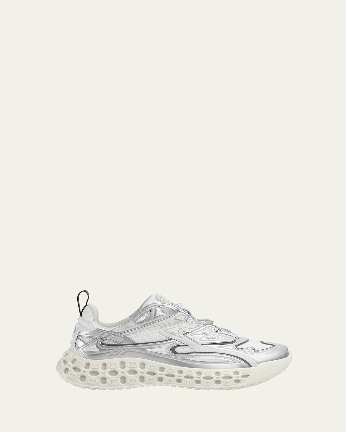 Gucci Two-tone Mesh And Rubber Cub3d Sneakers In Silver/white