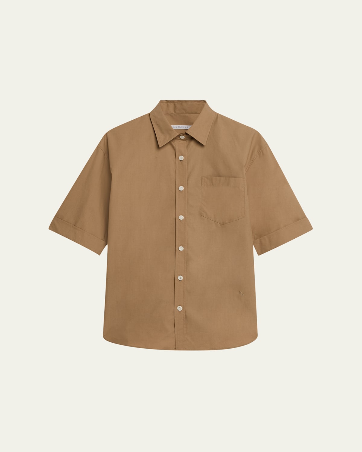 Oversized Short-Sleeve Cotton Twill Shirt
