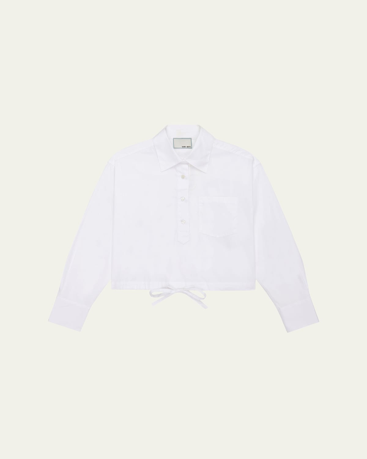 Long-Sleeve Drawstring Cotton Shirt