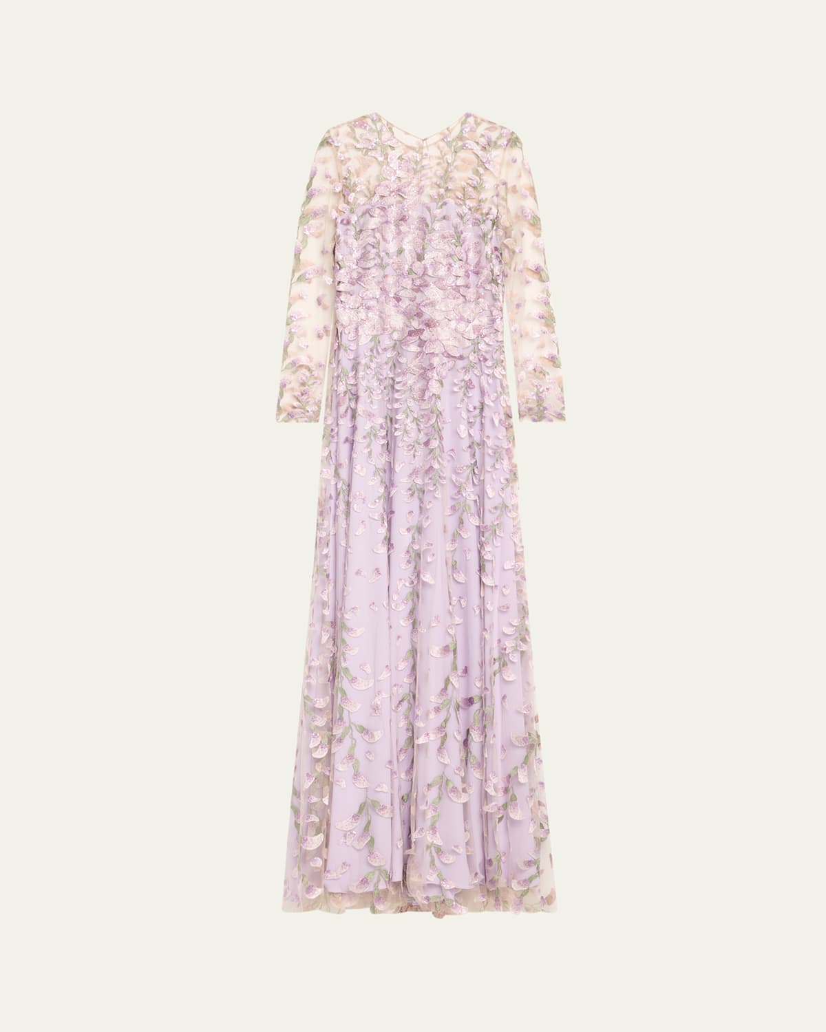 Embroidered Floral Tulle Gown