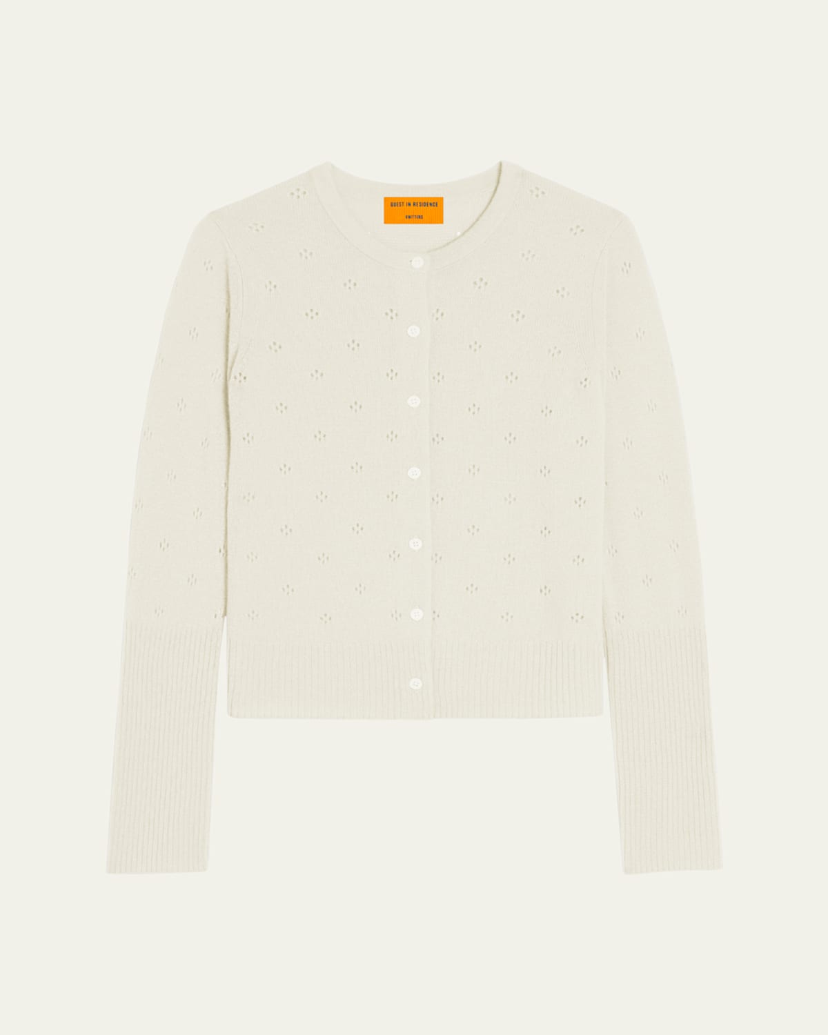 Guest In Residence Jane Pointelle-knit Cashmere Cardigan In Natural