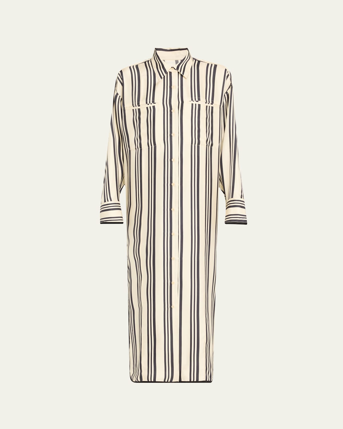 Viviana Stripe Maxi Silk Shirtdress