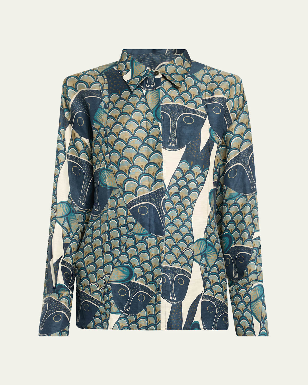 A. Santos Printed Button Down Shirt