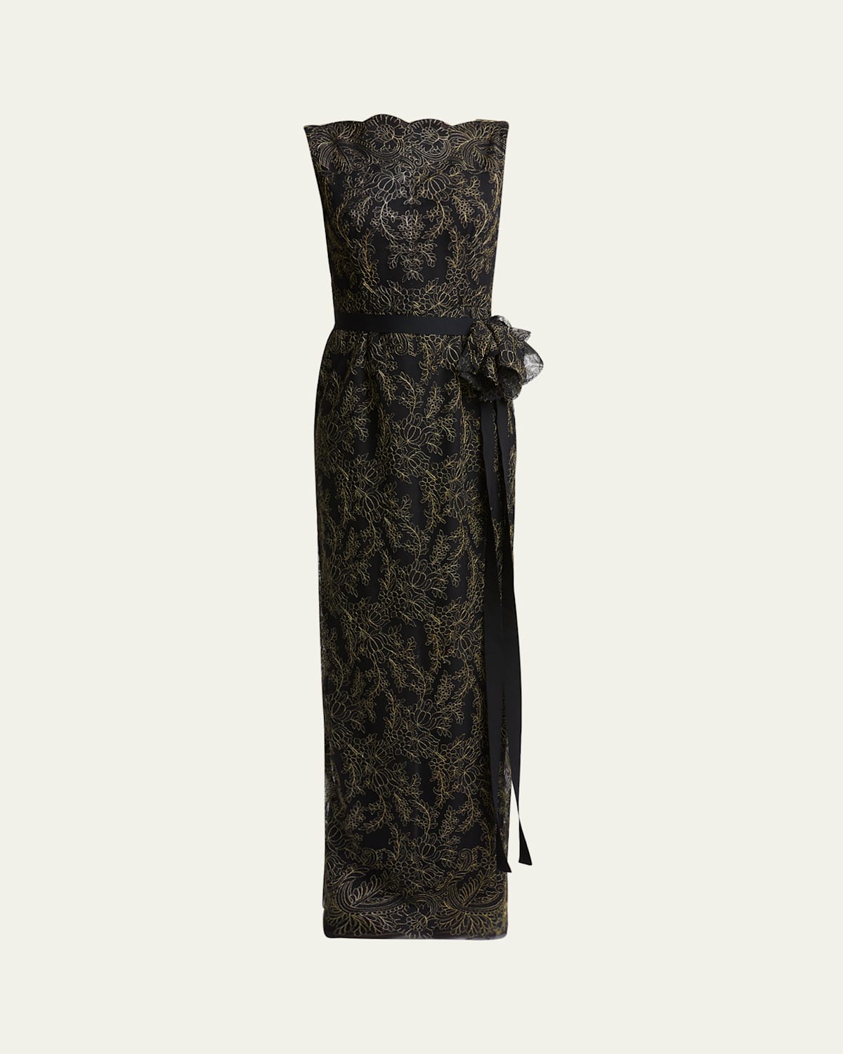ERDEM SLEEVELESS PENCIL EMBROIDERED GOWN 