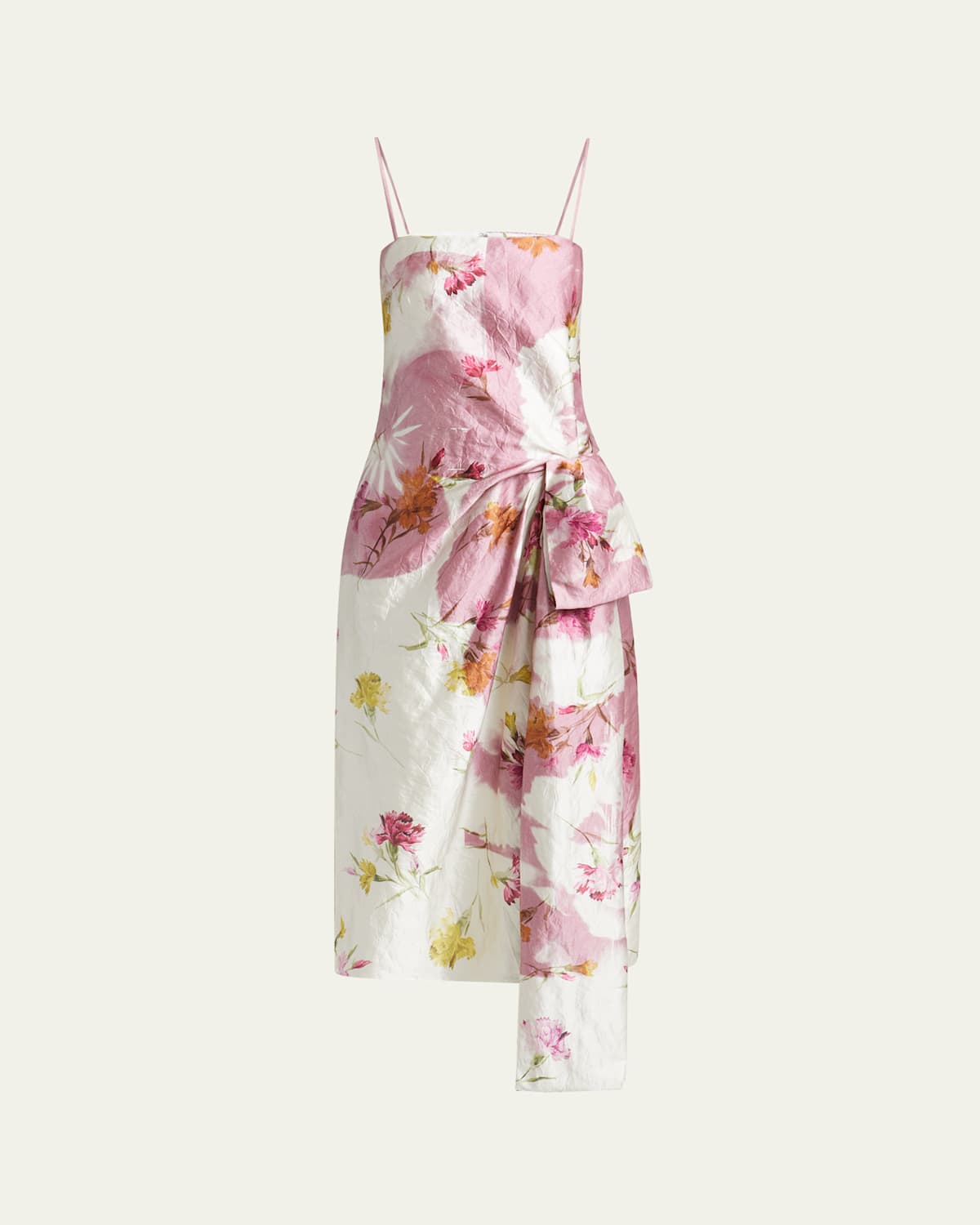 Shop Erdem Floral Bow Draped Cocktail Dress In Dancing Carnation Ci