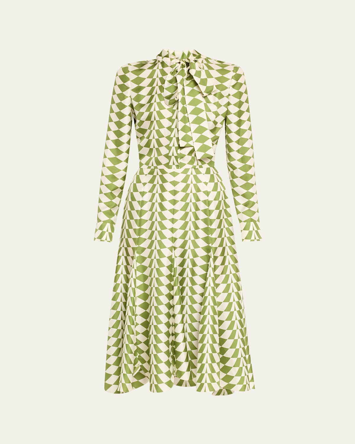 Oscar De La Renta Geo Silk Twill Long-sleeve Midi Shirtdress