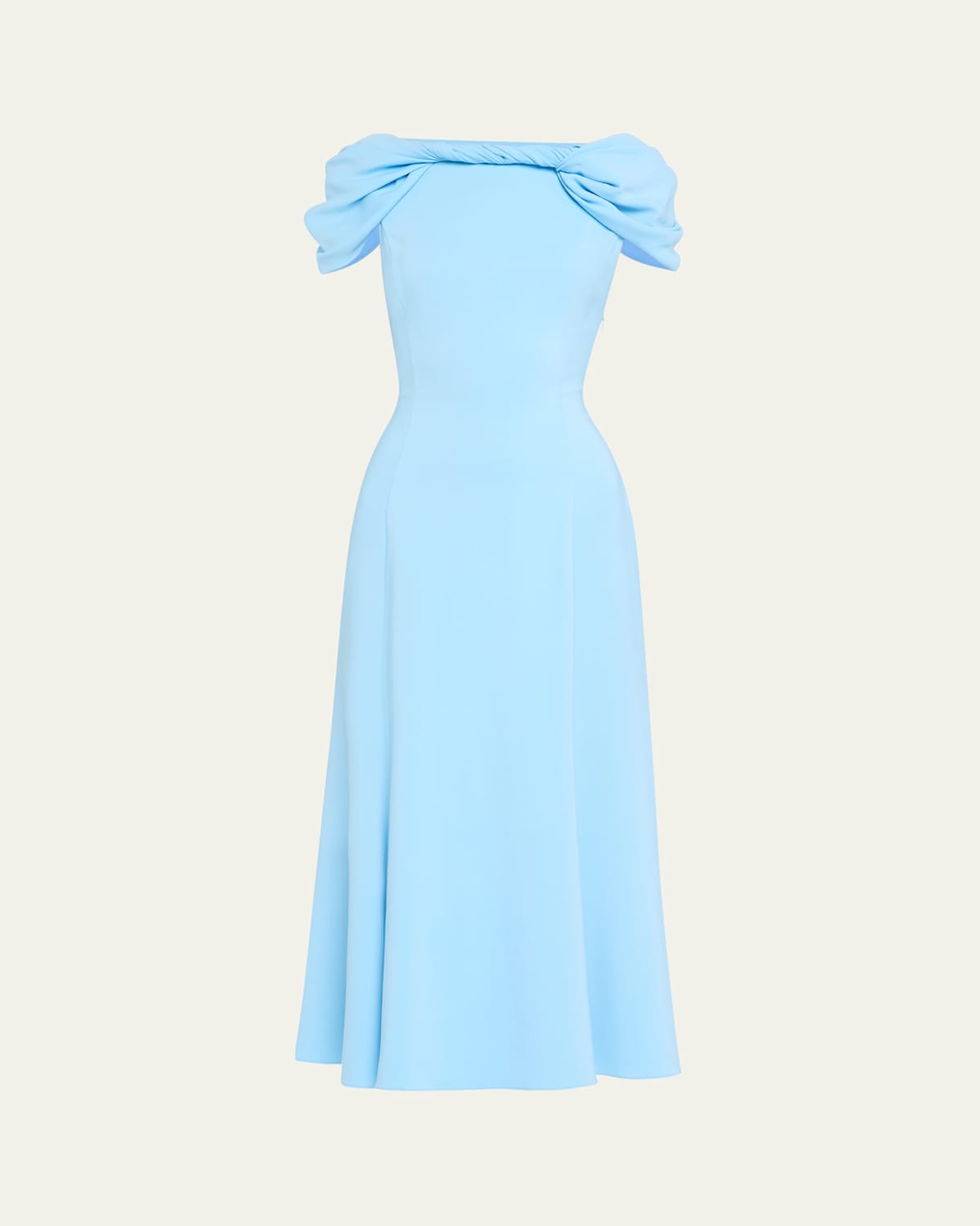 Cap-Sleeve Twisted Cape Cocktail Dress