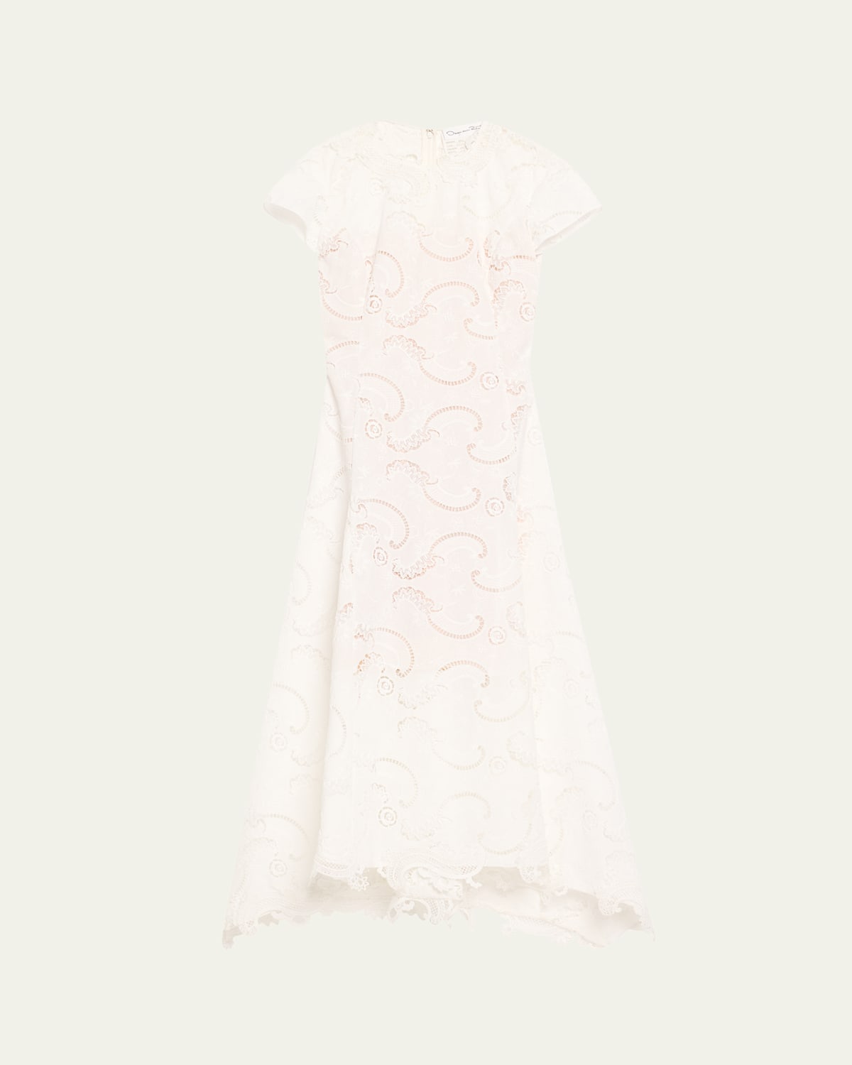 Oscar De La Renta Scroll Guipure Lace High-low Day Dress