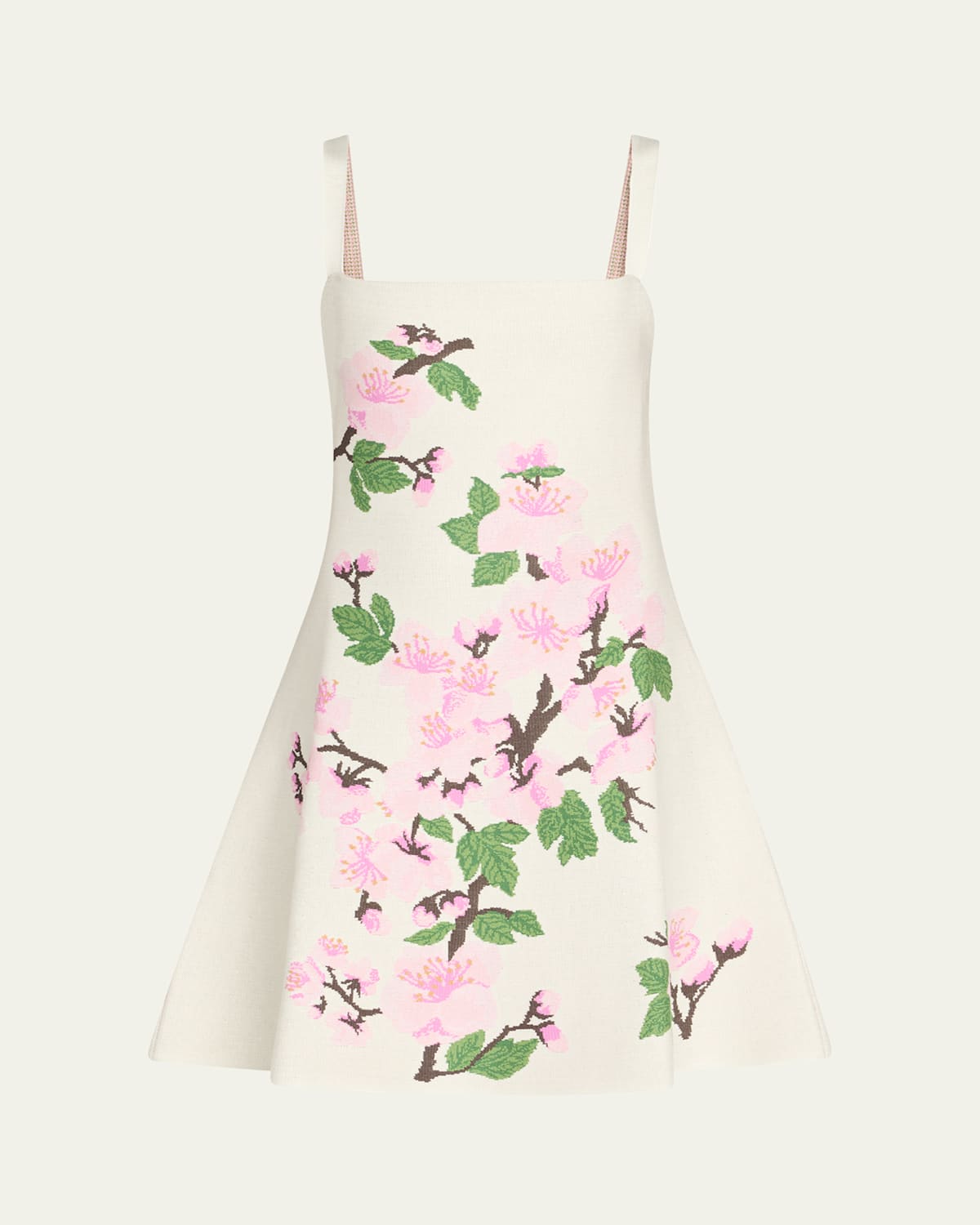 Oscar De La Renta Cherry Blossom Knit Fit-and-flare Mini Dress