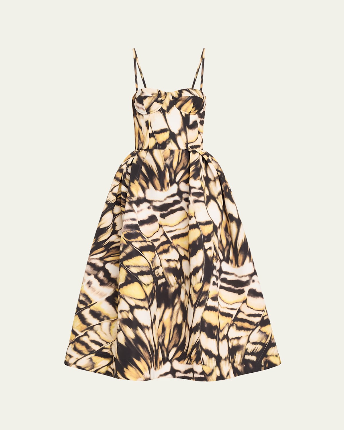 Oscar De La Renta Butterfly Faille Bustier Tea-length Dress