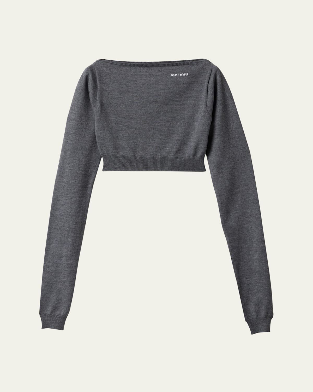 Boat-Neck Long-Sleeve Crop Sweater