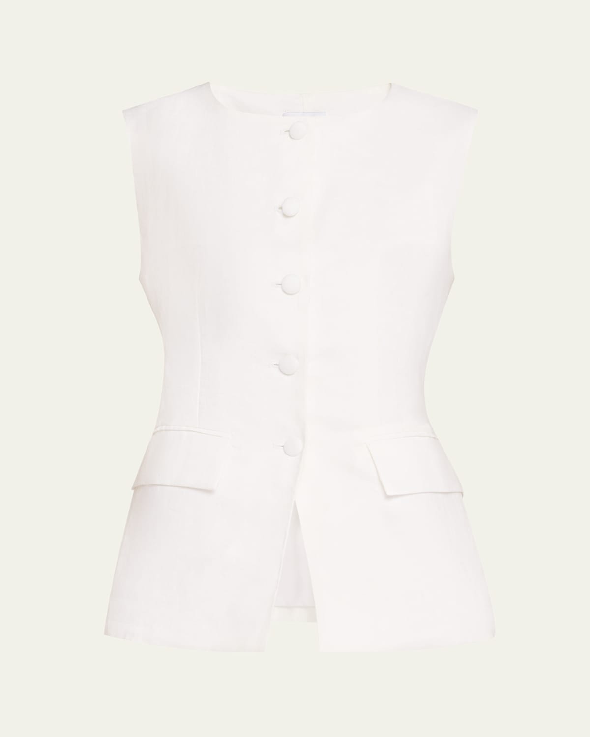 Aexae Button-front Linen Vest In White