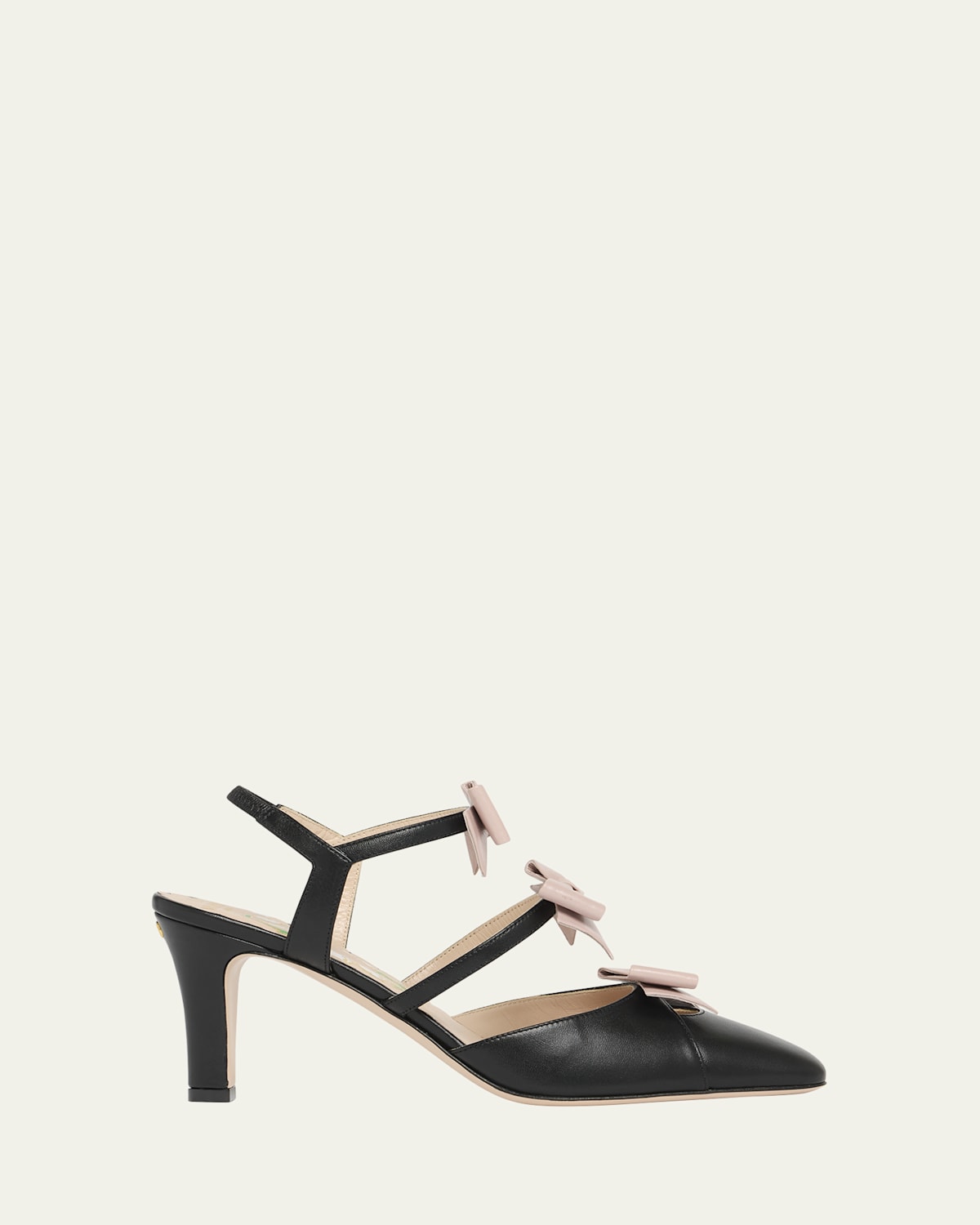 Valentino Bow Vlogo Strappy Leather Pumps In Black