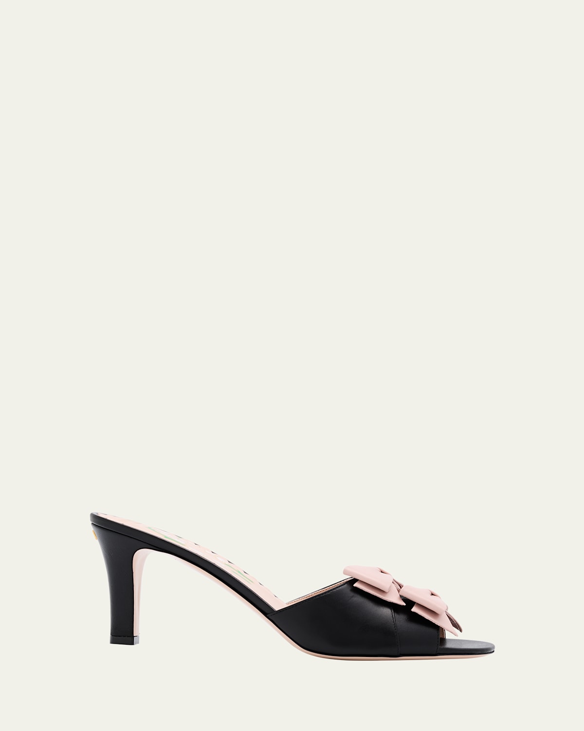 Valentino Bowow Leather Stiletto Mule Sandals In Black