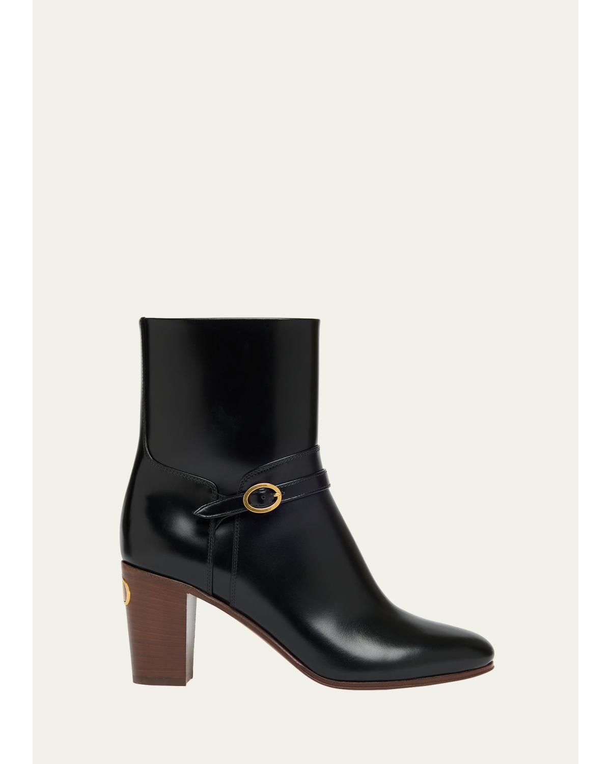 Pattie Leather Buckle Ankle Boots
