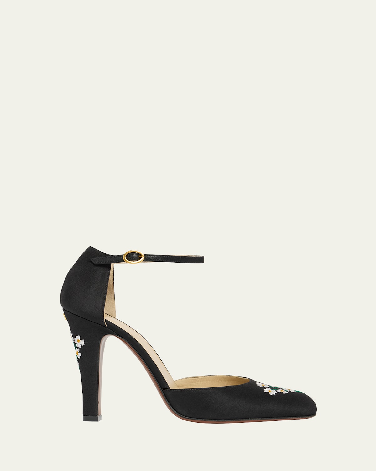 Valentino Garavani Hi Dolly Fabric Pumps With 105 Mm Floral Embroidery Woman Black 41 In Black