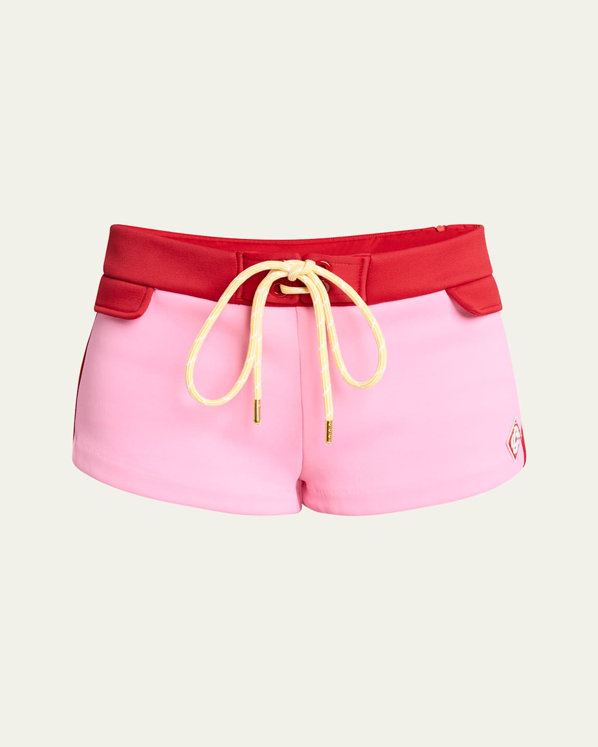 Casablanca Colorblock Drawstring Mini Shorts In Red